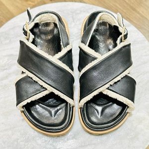 ALOHAS Marshmallow Leather and Shearling Sandals